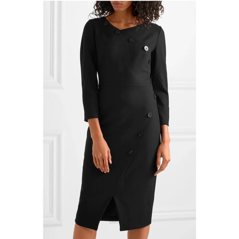 Cefinn black button embellished sheath pencil dress womens 10 minimalist capsule